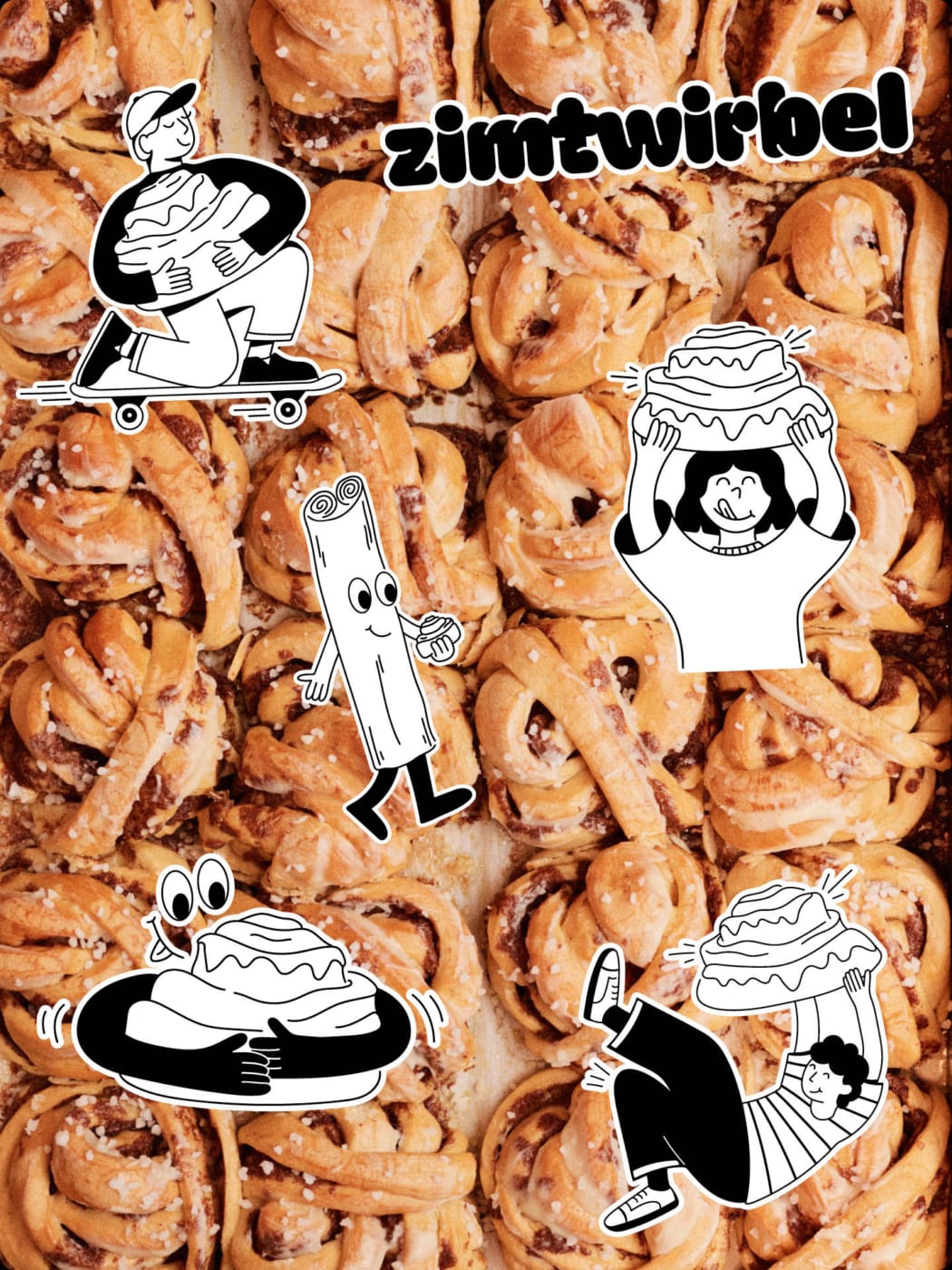 Zimtwirbel Social Media Post mit Illustrationen im Corporate Design