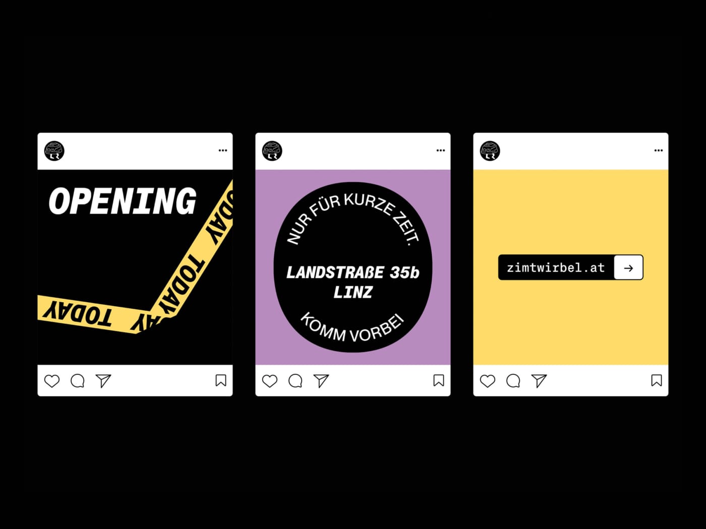 Zimtwirbel Social Media Posts für Pop-Up Store in Österreich